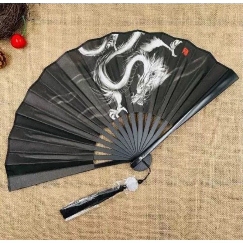 ส่งจาก กทม.📌พัดจีน พัดเย็น แฟนซี ด้ามพลาสติก 10นิ้ว แถมพู่ห้อย จี้ จีนโบราณ ผ้า พกพา