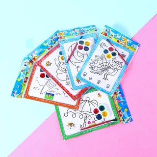 🌈🎄ชุดภาพระบายสี มี2 ด้าน พร้อมสี และพู่กัน🎄🌈เสริมทักษะ📌สุ่มคละลาย✔️พร้อมส่ง ของเล่น ภาพระบายสีน้ำ