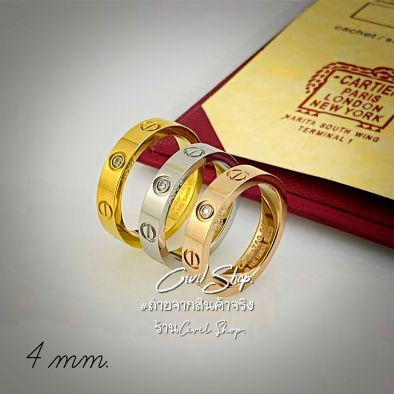 แหวนคาs์เทียs์ LOVE รุ่นบางหน้า3.6มม. งานออริจิ1.1 แหวนเพชรคาs์เทียs์