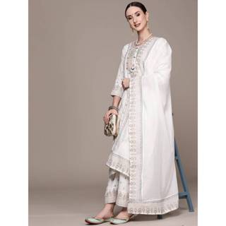 ((งานแบรนด์มีอก46ด้วย)) ชุดอินเดีย เซต 3 ชิ้น สีขาวหายาก Wom…