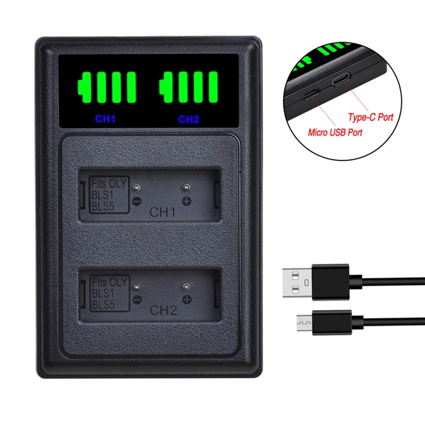 แท่นชาร์จ ใส่กล้อง Olympus BLS-5 BLS-50 EM10 EM10 mark2 EM10 mark3 PEN