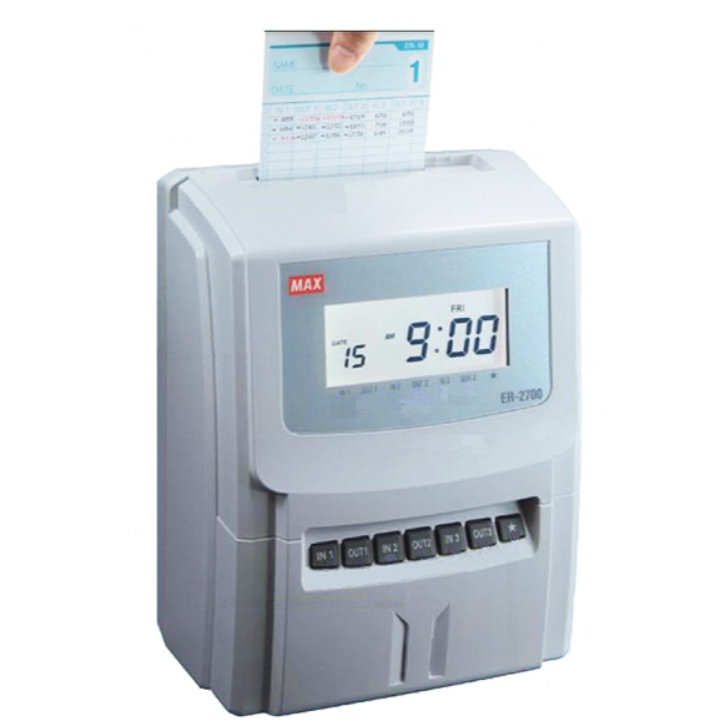 เครื่องตอกบัตรMAX รุ่น ER 2700 (แถมฟรีบัตรตอก 100 ใบ แผงเสียบบัตร 50 ช่อง 1 แผง)ระบบอิเล็กทรอนิกส์