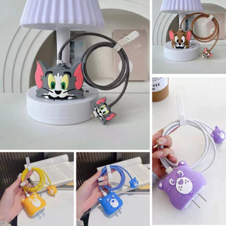 เคสหัวชาร์จ +สาย ลายการ์ตูนน่ารัก เคสหัวชาร์จ กันสายหัก Power Adapter 18W/20W Cable Protecto