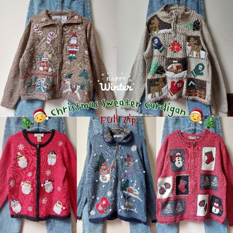 𐂂⋆ลงใหม่ ส่งชองทุกวัน ꙳𐂂 🎄🎅 Christmas Sweater Cardigan เสื้อสเวตเตอร์คริสต์มาสคาร์ดิแกน full zip วิน