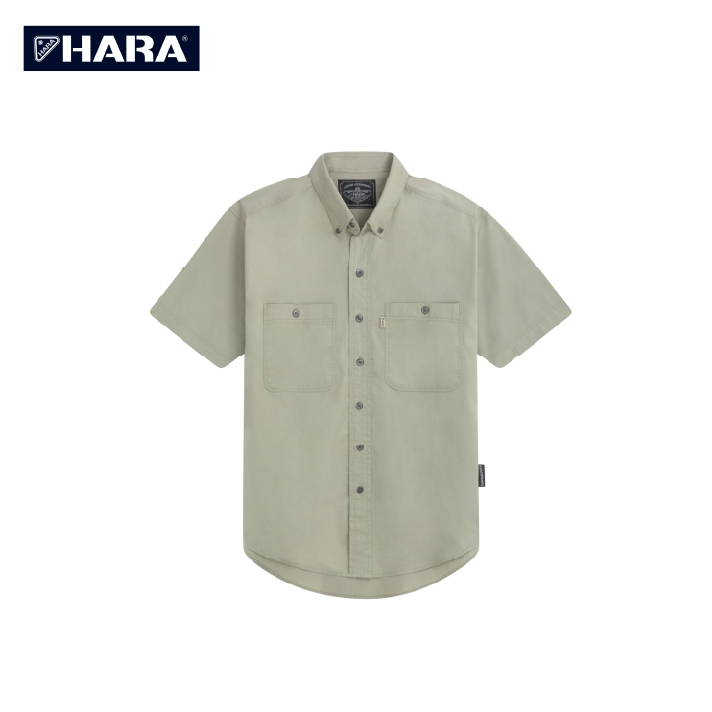 Hara เสื้อเชิ้ต Hara Classic สีกากี สองกระเป๋าพร้อมกระดุมเหล็ก HMGS-901608 (เลือกไซส์ได้)