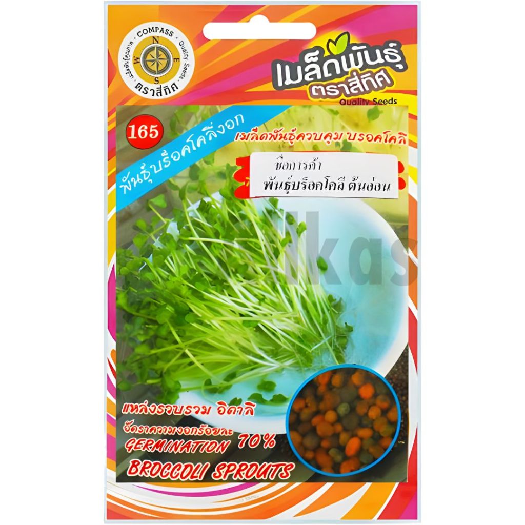 เมล็ดพันธุ์ บรอคโคลี พันธุ์บร็อคโคลี ต้นอ่อน ตราสี่ทิศ