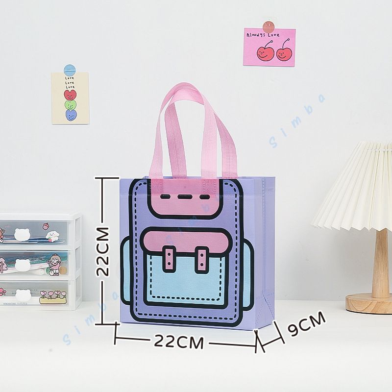 พร้อมส่ง กระเป๋าผ้า ถุงหิ้ว กระเป๋าถือแฟชั่น ผ้าสปันบอนด์ ไม่ทอ ลายการ์ตูน คริสต์มาส น่ารัก ใช้ดี ขนาด 22cm. - รูปที่ 5