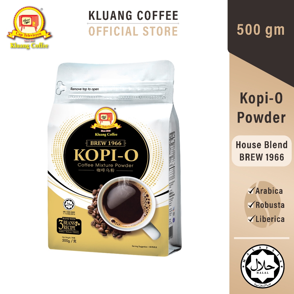 Kluang Coffee BREW 1966 House Blend Kopi O Powder (500gm x 1 pack) เฮ้าส์เบลนด์ ผงกาแฟคั่วบด