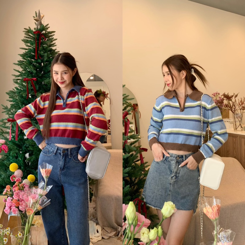 3pcs.basket "T2346" Brownie Top เสื้อแขนยาวไหมพรม