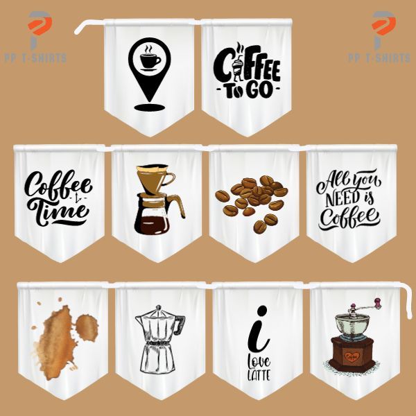 ธงราว กาแฟ COFFEE กาแฟสด ตกแต่งร้าน 1เส้น 10ชิ้น ยาว2เมตร