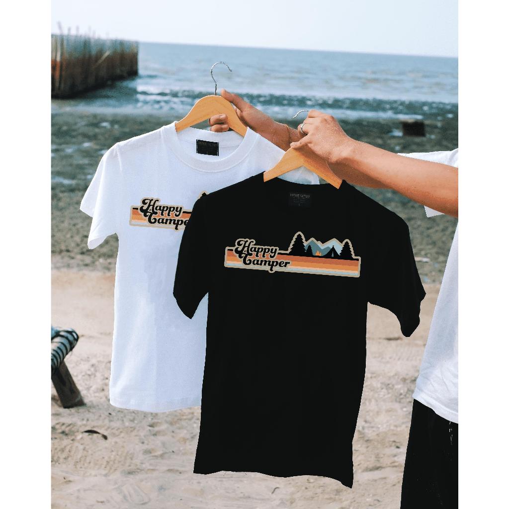 (พร้อมส่ง) เสื้อยืด  HAPPY CAMPER - ผ้า Cotton100%