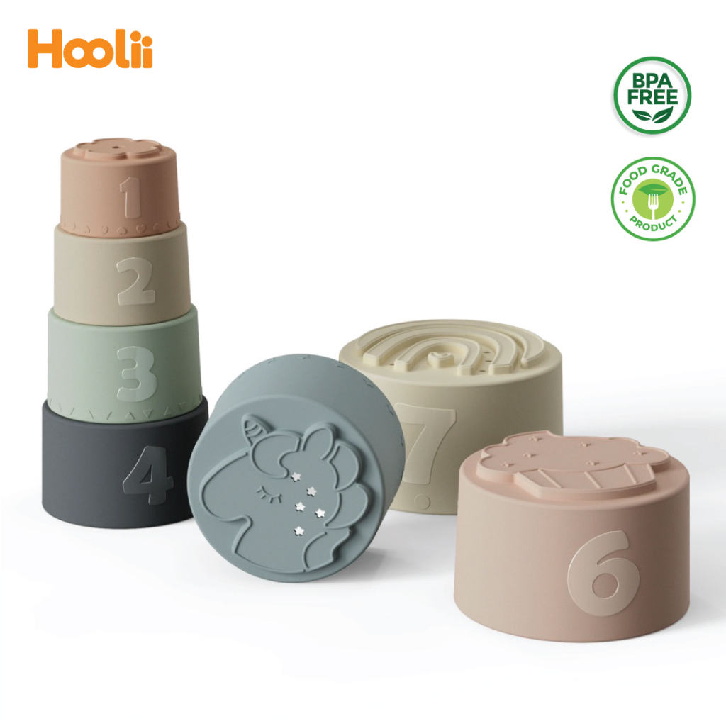 Hoolii ชุดตัวต่อซิลิโคน ของเล่นเสริมพัฒนาการ