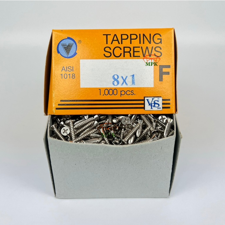 *VPS*สกรูเกลียวปล่อยหัวเตเปอร์แฉก FH#8x1” (บรรจุกล่องละ1,000ตัว)