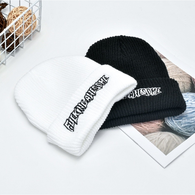 💕ivy หมวกไหมพรมกันหนาว (B76)  แฟชั่น ปักตัวอักษร หมวกทรงบีนนี่ - รูปที่ 7