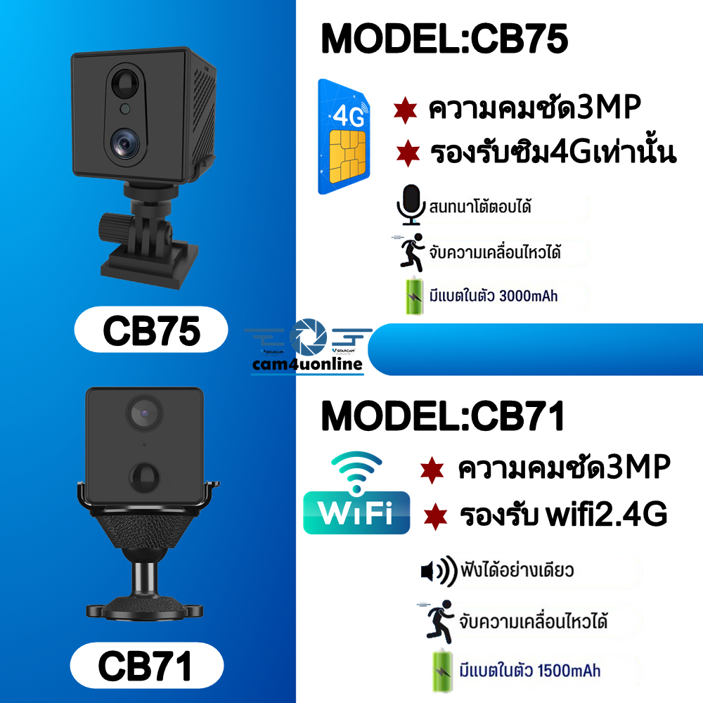 Vstarcam กล้องวงจรปิดกล้องจิ๋ว ความคมชัด3ล้านพิเซล กล้องมีไวไฟในตัว รุ่นCB75รุ่นCB71