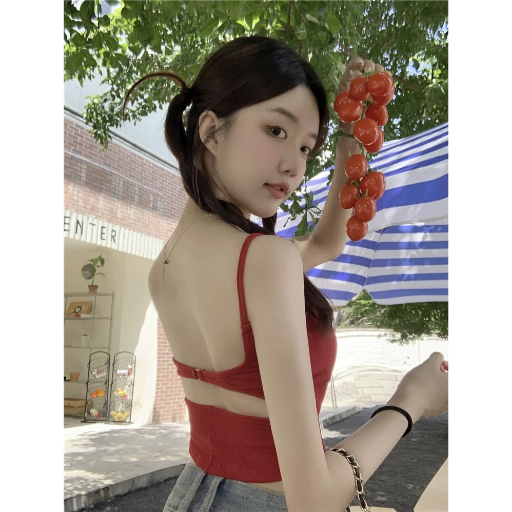 เสื้อกล้ามเอวลอย ดีเทลเว้าหลัง เสริมฟองน้ำ ขนาด free size มีพร้อมส่ง