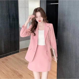 SUIT-04🌽สูทเกาหลี (แยกชิ้น) สูทแฟชั่น สีพื้น มีกระเป๋าหน้า แต่งกระดุม เบเซอร์สำหรับผู้หญิง 🌽