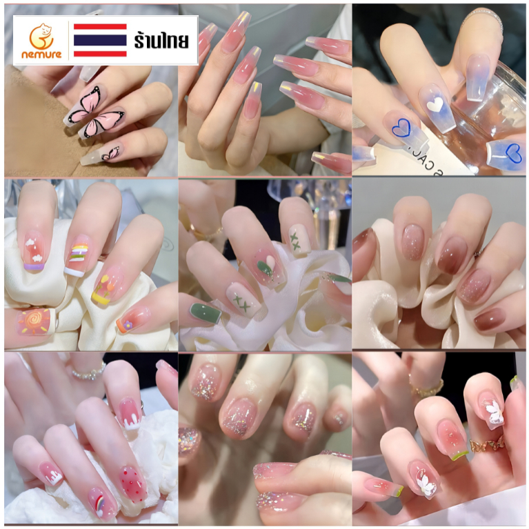 (C-048) เล็บปลอมเจล เพนท์ลายอาร์ต ลายการ์ตูน สีสวยหวาน ที่ติดเล็บ ตกแต่งเล็บมือ ลายสวย ชัดเจน ไม่เลือน มี 50 แบบ