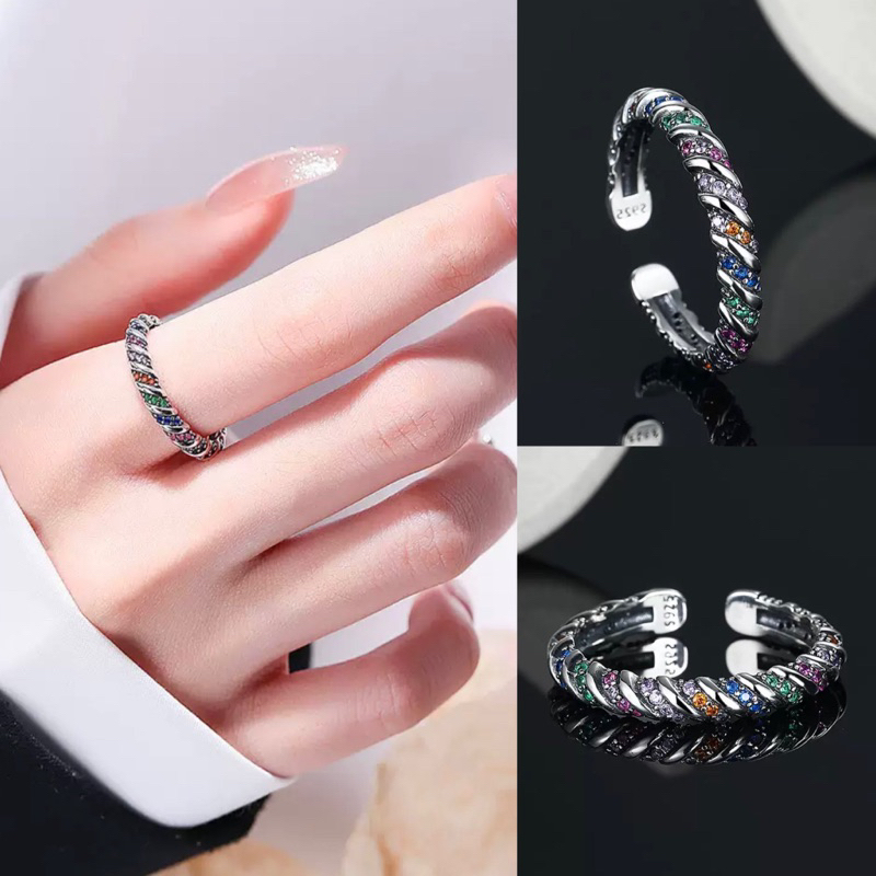พร้อมส่ง  แหวนนพเก้า เงินแท้92.5%