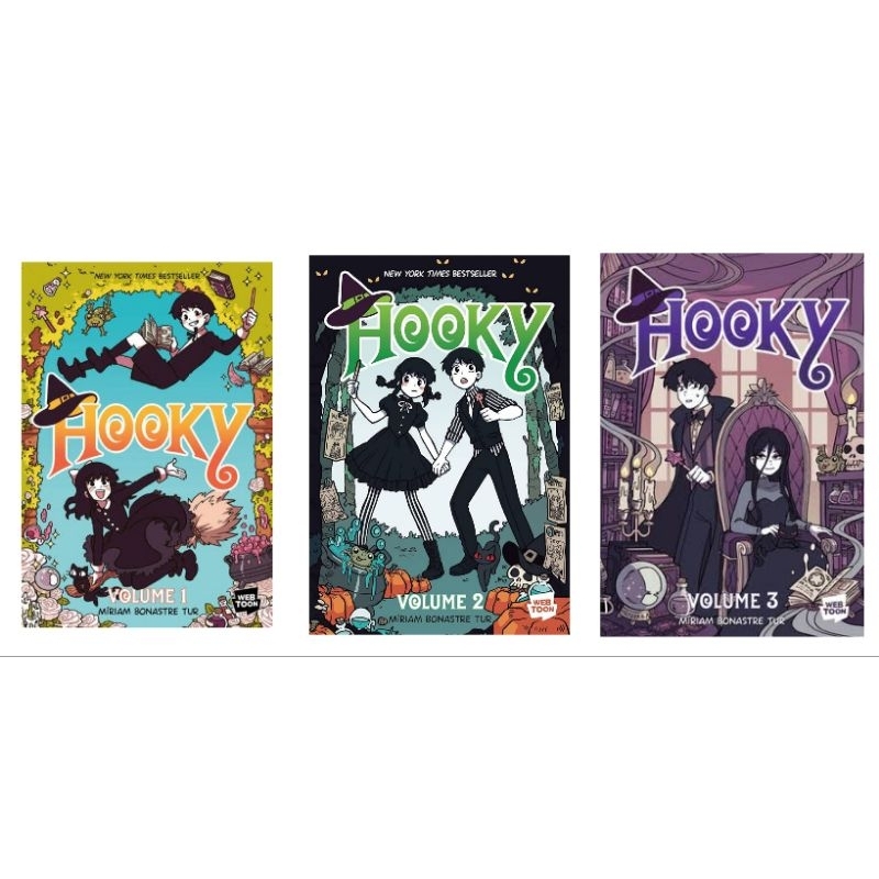 Hooky Volume 1-3 Comic book from Bestseller story on Webtoon (Meet the world of Witch Sibling) ภาษาอังกฤษ มือหนึ่ง