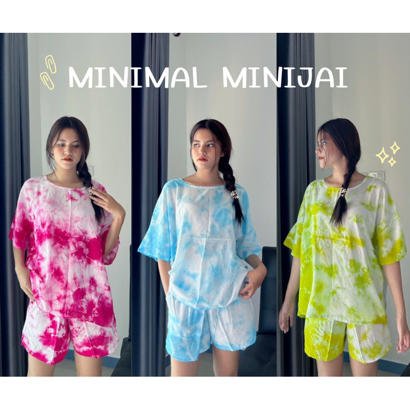 ชุดเซ็ตมัดย้อมแขนสั้น สีสดใสน่ารัก ใส่สบายมาก(ไซส์เล็ก/ไซส์ใหญ่)
