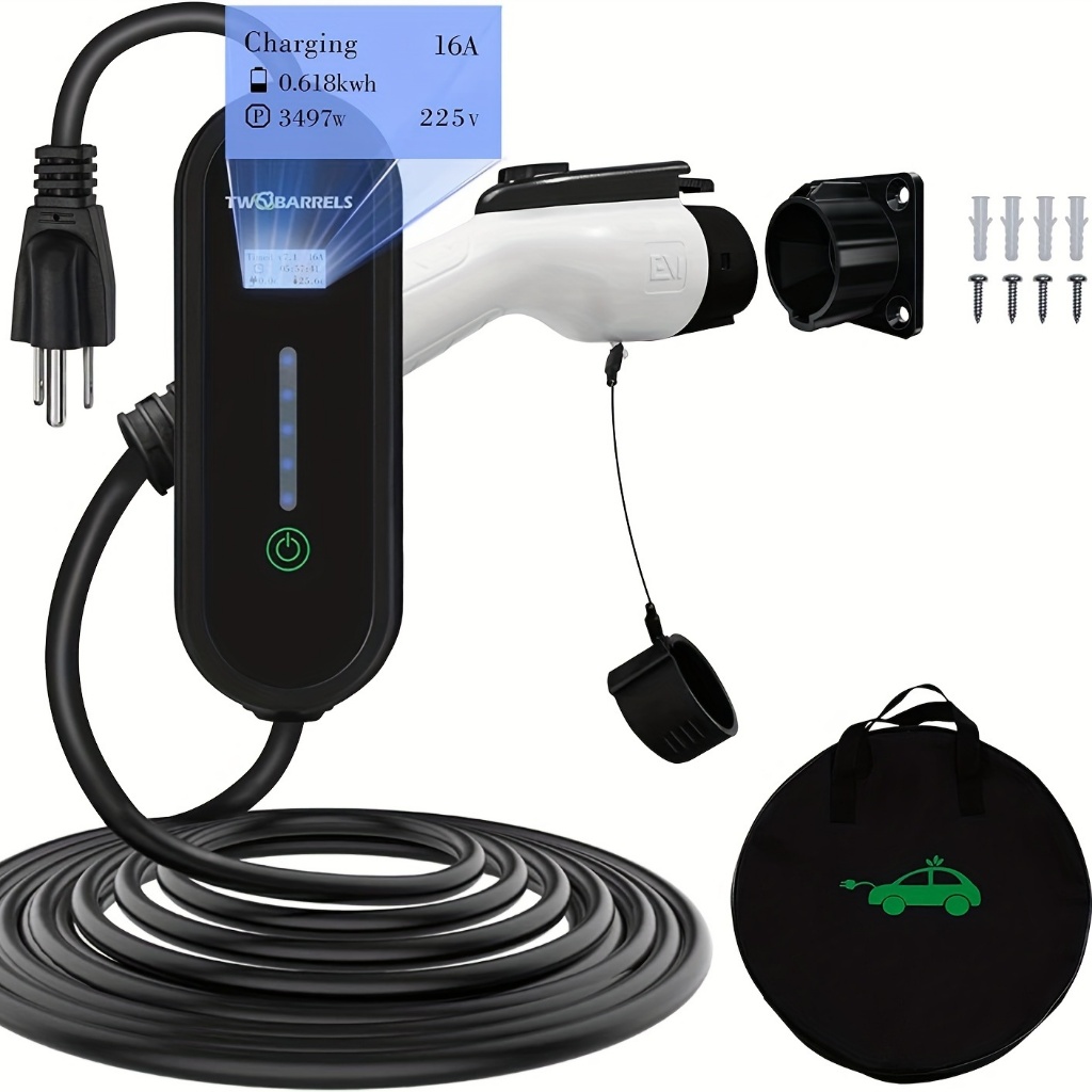 สปอตสินค้า 16A และ32Aมีให้เลือก 5 และ10 เมตร เครื่องชาร์จรถยนต์ไฟฟ้า EV Charger TYPE2 เทสล่า