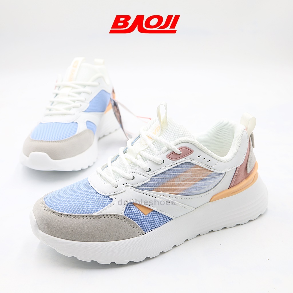 BAOJI (BJW932) รองเท้าผ้าใบลำลอง หญิง สีขาวฟ้า ไซส์ 37-41