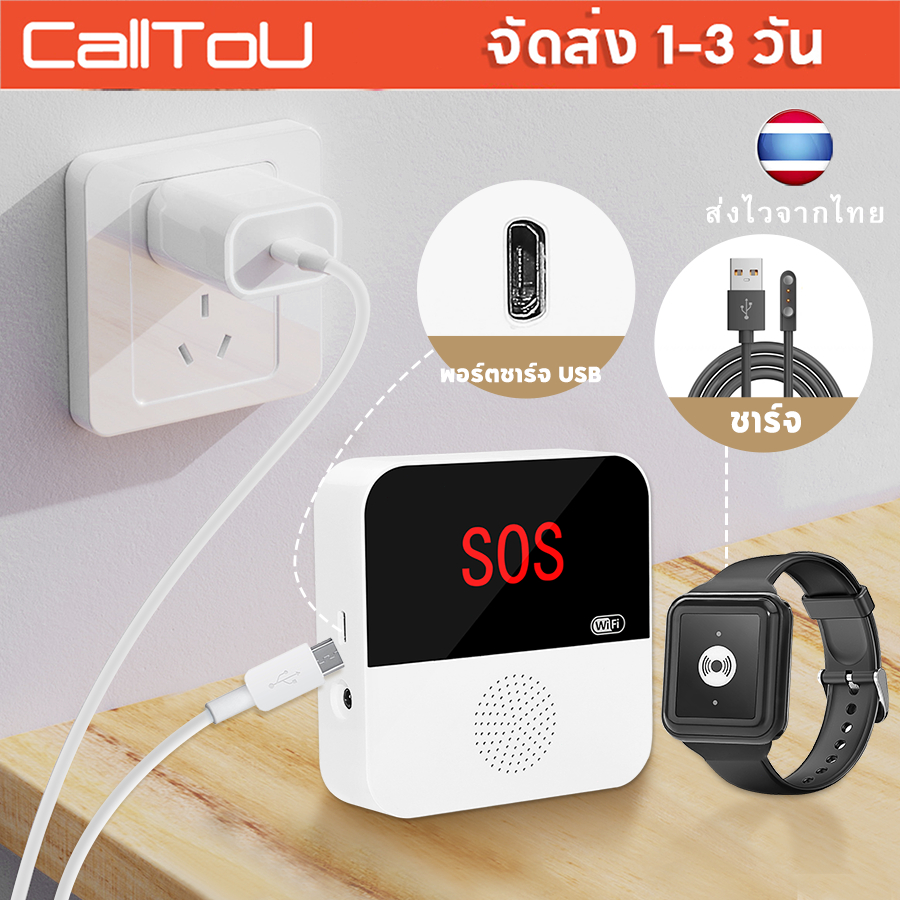 CallToU นาฬิกาSOS ได้ผ่าน Wifi กริ่งไร้สายพูดได้ กริ่งผู้สูงอายุ กริ่งไร้สายกันน้ําTY03