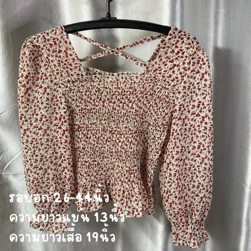 เสื้อครอปมือสอง แขนสั้น แขนยาว ลายดอก ลายสก็อต ซีทรู thumbnail 10