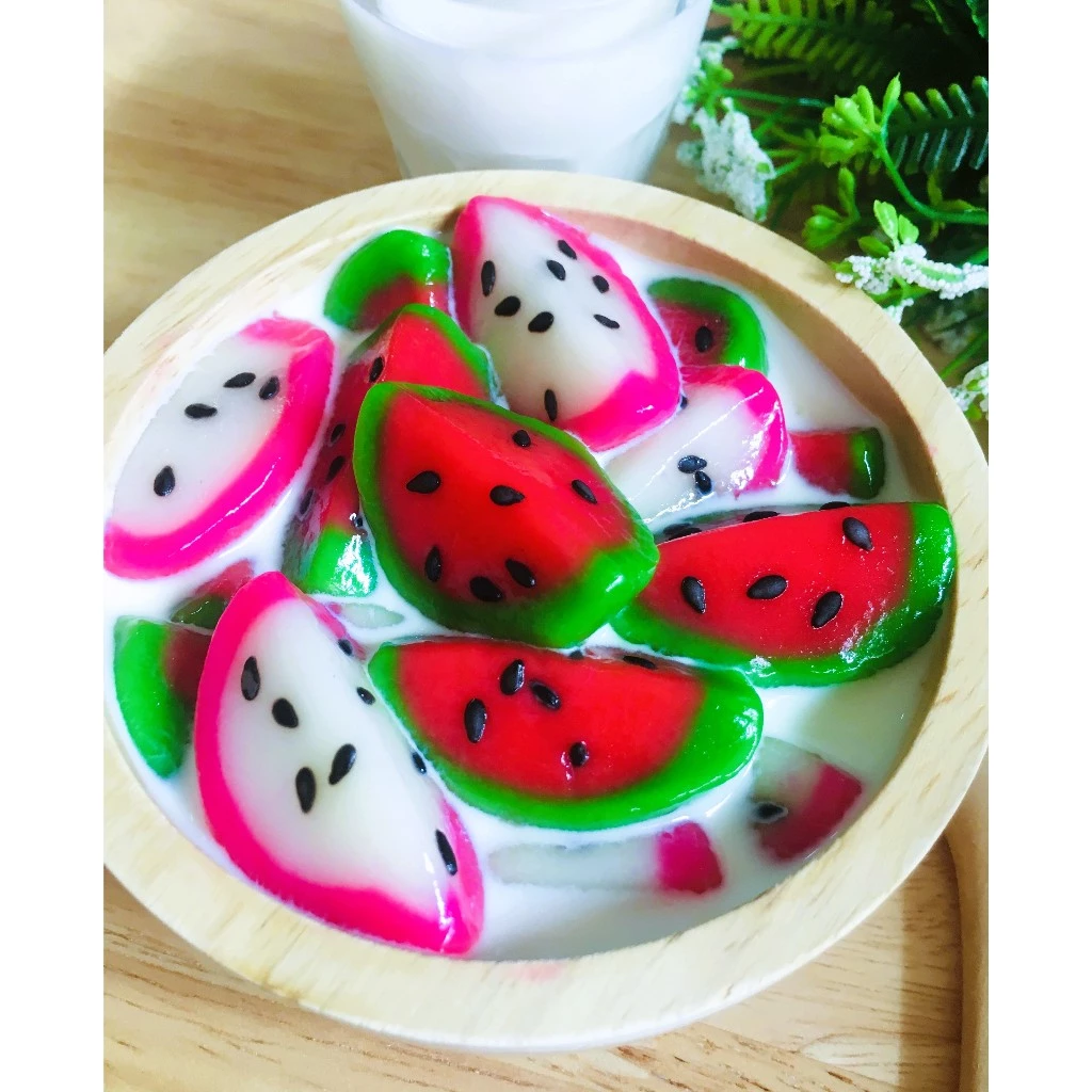 เม็ดบัวลอยรูปแก้วมังกร+แตงโม Home made100%ต้นตำรับสูตรคุณยาย By jasmine300กรัม