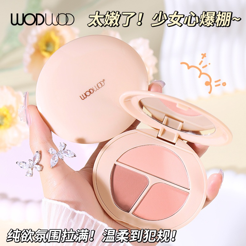 บลัชออนปัดแก้ม บลัชออนเนื้อฝุ่น บลัชออนโทนส้มพีช ชมพูพีช แดง เนื้อดี สีสวย ติดทน Blusher WODWOD-996