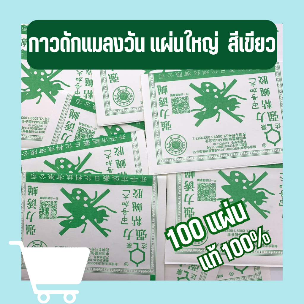กาวดักแมลงวัน 100 แผ่น แบบกระดาษ กระดาษแผ่นกาวดักแมลง 100 แผ่น