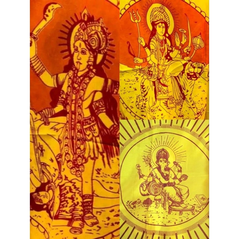 ผ้าคลุมไหล่ ลายพระแม่กาลี ลายพระแม่ทุรคา ลายพระพิฆเนศ ลายครอบครัวศิวะ ขนาด1×1เมตร