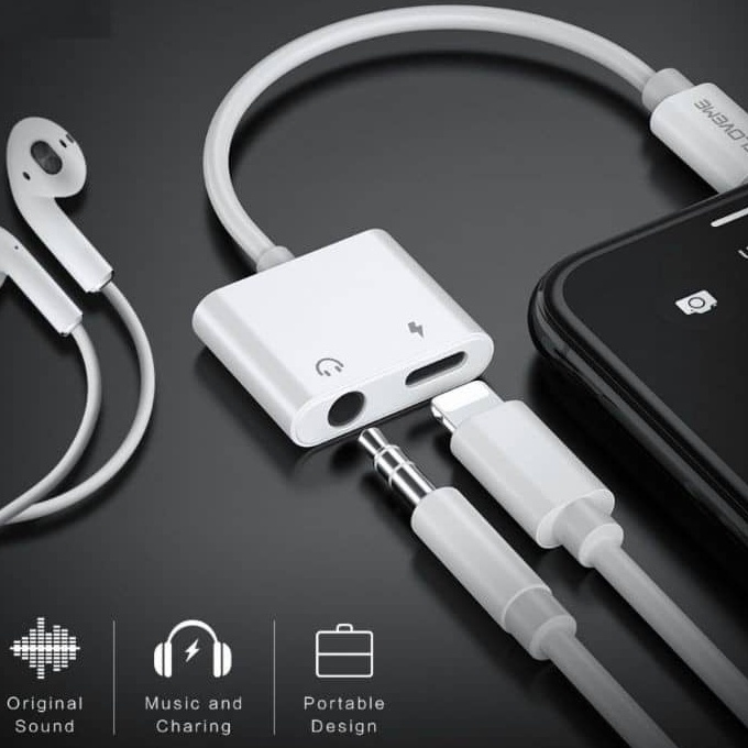 อะแดปเตอร์สายแปลงสำหรับ ios สายแปลงต่อหูฟัง 3.5มม for IOS To Aux3.5 Adapter สายแปรงหูฟัง สำหรับไอโฟน