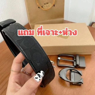 พร้อมส่งไทย🇹🇭 (มีโค้ดในวิดิโอ) เข็มขัดผู้ชาย 2หัว หนังแท้ พร้อมกล่อง แฟชั่น หัวโลหะ งานใหม่สุดฮิต