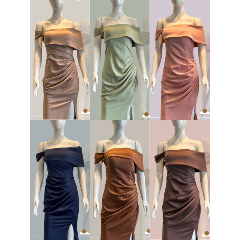 S-6XL สีใหม่ สีแดง สีเขียวโอลีฟ สีเทาอมเขียว ราตรีเปิดไหล่ปิดแขน S-6XL