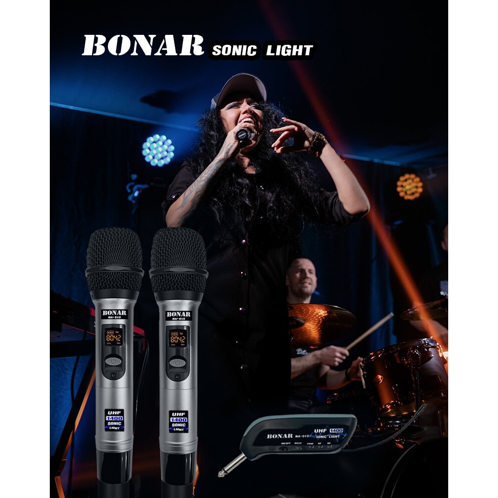 ไมโครโฟน BONAR sonic light ไมค์ลอย ไมค์ลอยคู่ ไมโครโฟนไร้สาย