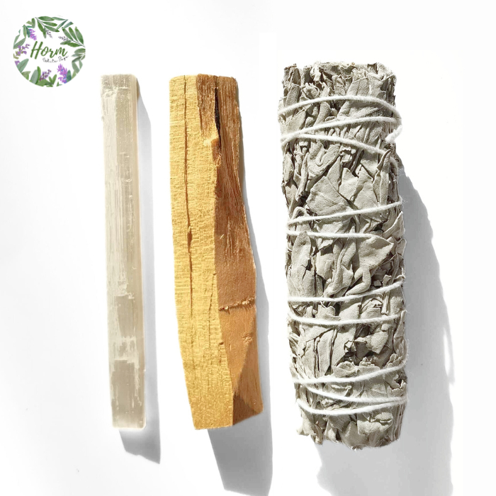 (Healer Set) White sage + Palo santo+ Selenite wand จุดไล่พลังงานไม่ดี ป้องกันพลังงานชั่วร้าย(ไม่รวมเปลือกหอยและขาตั้ง
