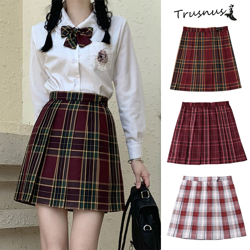 [พร้อมส่ง] กระโปรงเทนนิส สไตล์ JK ญี่ปุ่น เอวสูง กระโปรงพลีทลายสก๊อต น่ารัก ทรงสวย