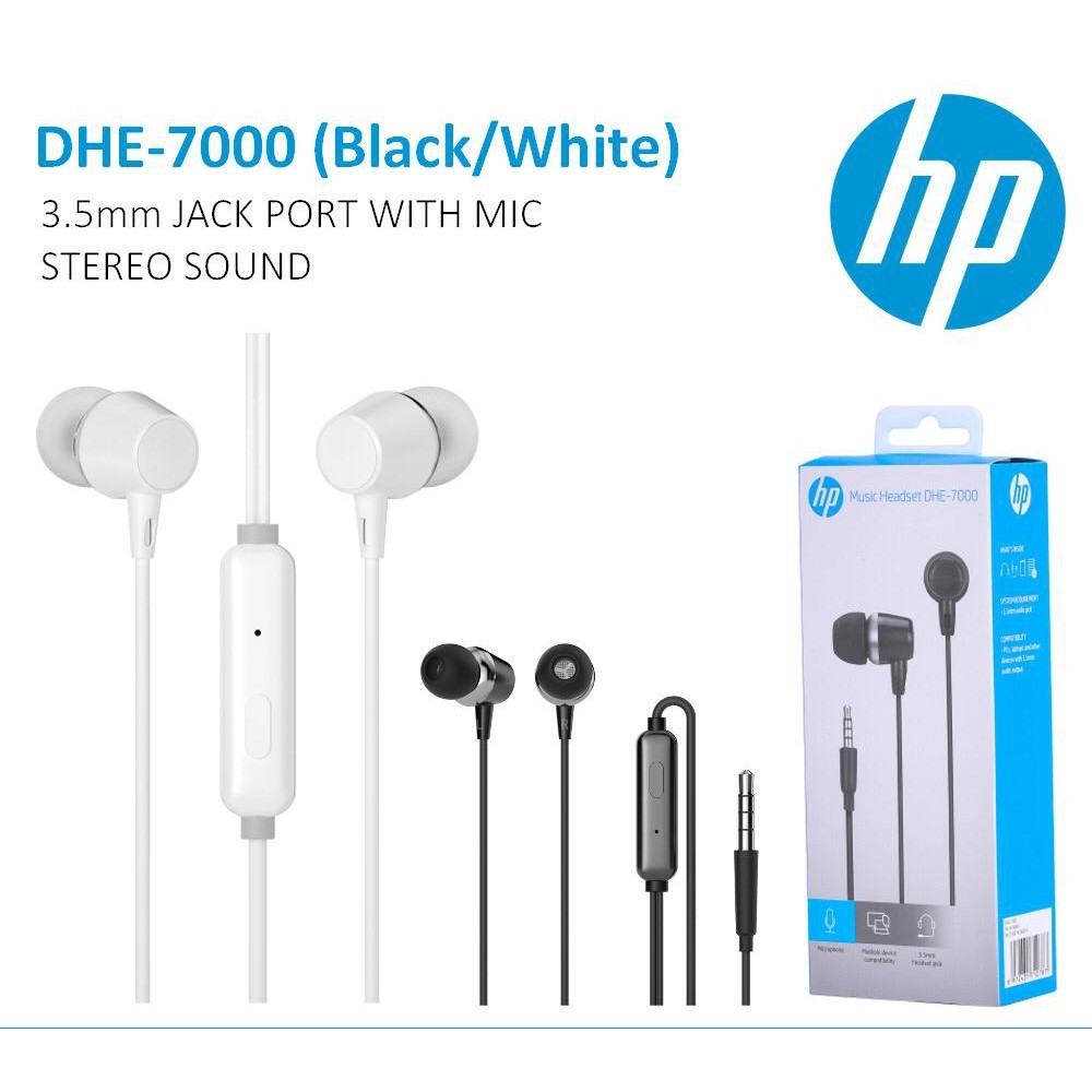HP Wired Earphones, DHE-7000, Black
