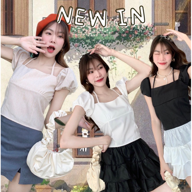 อกเย็บ2ชั้น เสื้อคล้องคอแขนตุ้กตา รุ่นนี้สวยหรูเรียกคุณหนูได้เลยค่ะ ทรงน่ารักมากๆ / T2-3 // TOT-คล้องคอ