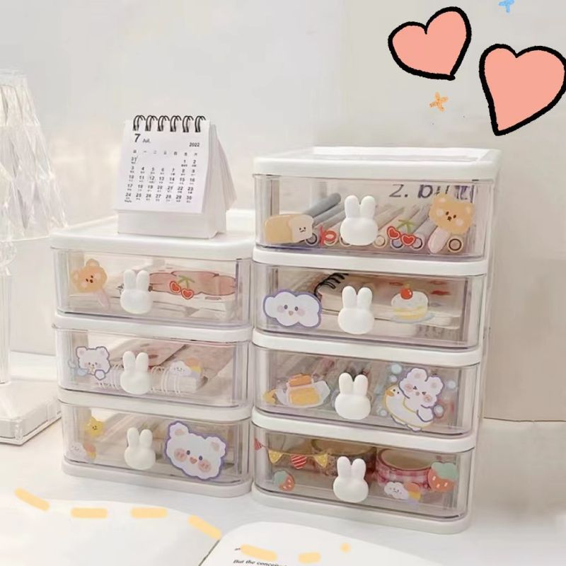 [แถมสติ๊กเกอร์]ลิ้นชักเล็ก กล่องเก็บของ กล่องใส่ของใช้จุกจิก ลิ้นชักเก็บของ กล่องใส่เครื่องเขียน กล่องลิ้นชัก KKHOME