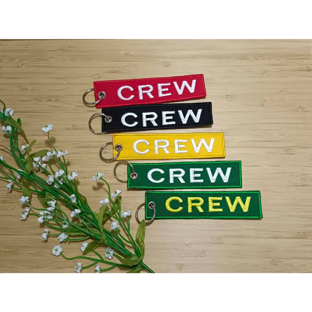พวงกุญแจ แท็กแขวนกระเป๋า Keychain ปัก CREW 2 ด้าน
