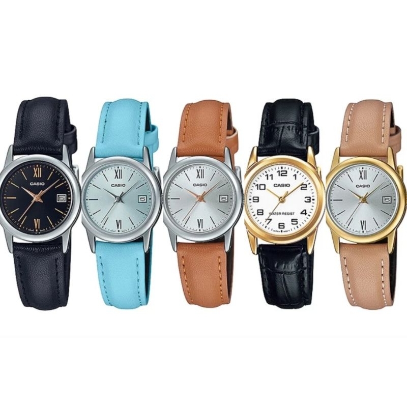 CASIOนาฬิกาสายหนังLTP-V001GL/LTP-V002L/LTP-V004L  LTP-005L LTP-006L ของแท้รับประกัน1 ปี