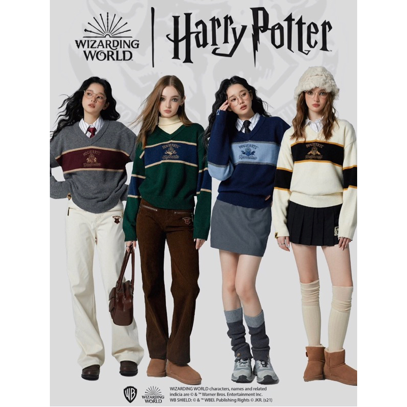 รุ่นกัน Gun proxie Harry Potter Hogwarts V-neck Pullover sweater เสื้อหนาวฮอกวอร์ตแฮร์รี่ พอทเตอร์