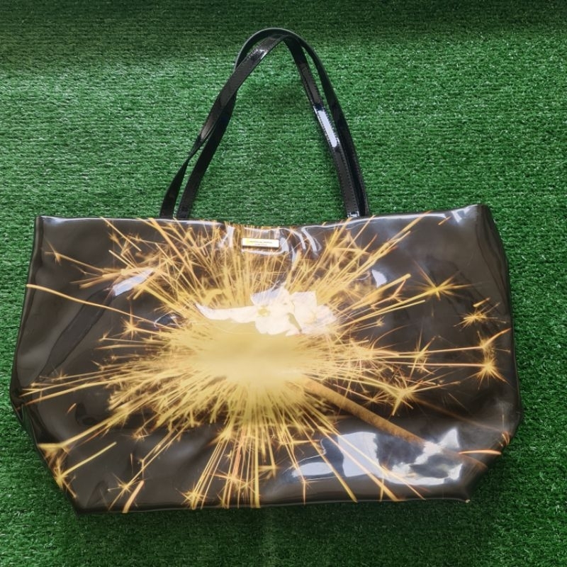 Kate Spade Let Sparks Fly Black PU Tote Shoulder Bag มือสอง