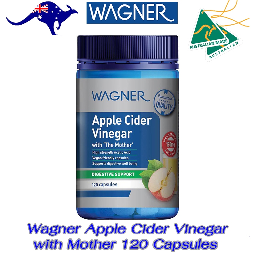 Wagner Apple Cider Vinegar with Mother 120 Capsules สูตรเด็ดตัวแม่ สูตรเข้มข้นแห่งการย่อยอาหาร แท้จากออสเตรเลีย