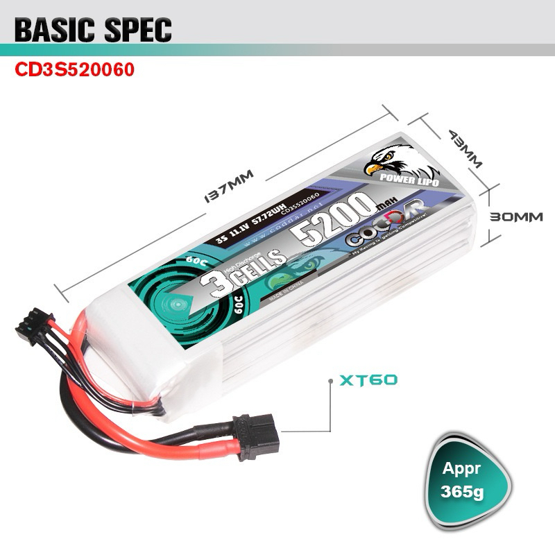 CODDAR Lipo 3s 11.1V 5200mAh 60c