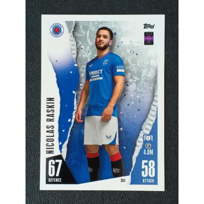การ์ดฟุตบอล ทีมกลาสโกลว์ เรนเจอร์ RANGERS FC MATCH ATTAX 2023/24 UEFA SOCCER CARD