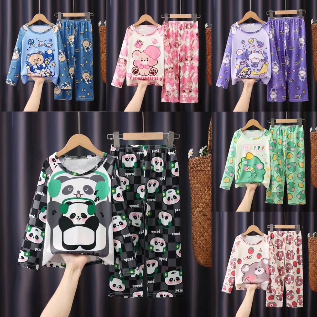 ชุดนอนเด็กเซตแขนยาวขายาว ลายสุดคิ้วท์ ชุดนอนหน้าหนาว ชุดนอนห้องแอร์